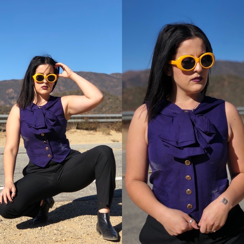 MARC JACOBS SZ S 4 BOW TOP SHIRT PURPLE VEST STYLE